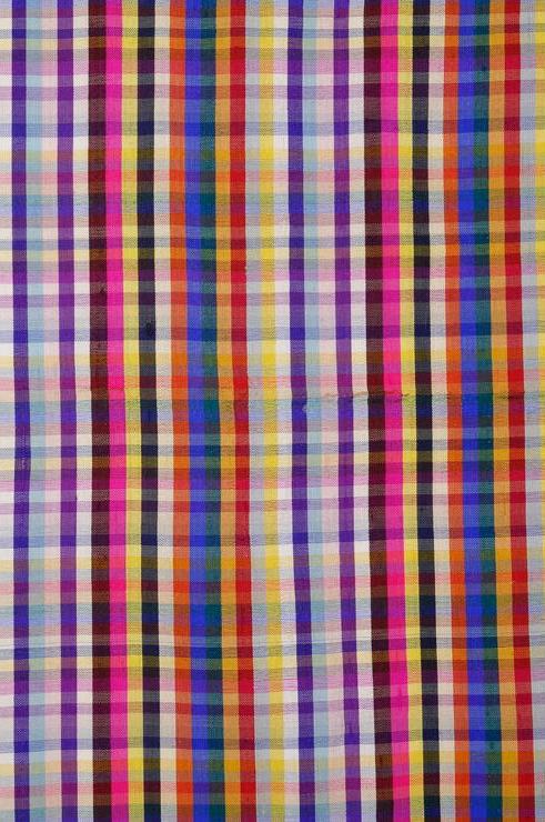 Multi-Color Mini-Check Plaid Silk Shantung 74 Fabric