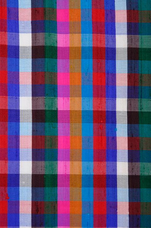Multi-Color Check Plaid Silk Shantung 79 Fabric