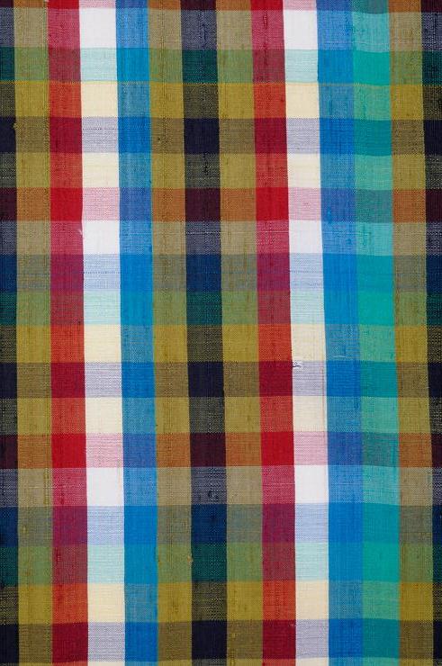 Multi-Color Check Plaid Silk Shantung 82 Fabric