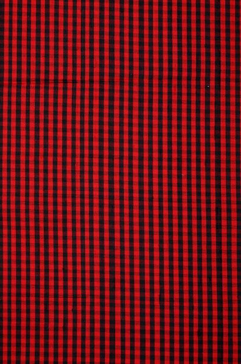 Red/Black Check 162 Plaid Silk Shantung