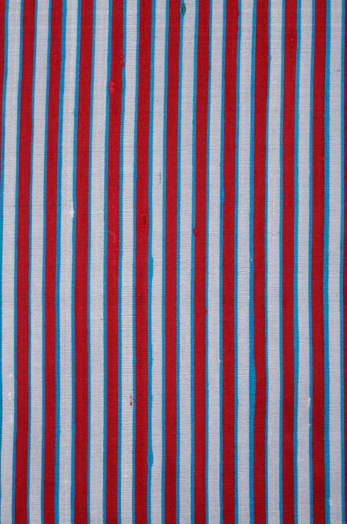 Red Silver 23 Striped Silk Shantung