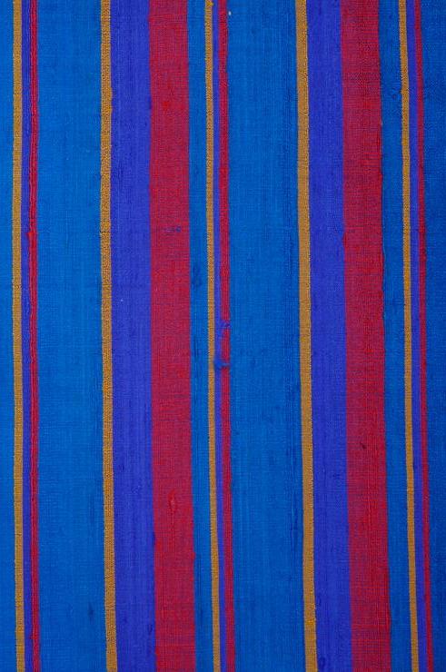 Red Blue 37 Striped Silk Shantung
