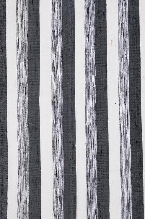 Black White 49 Striped Silk Shantung