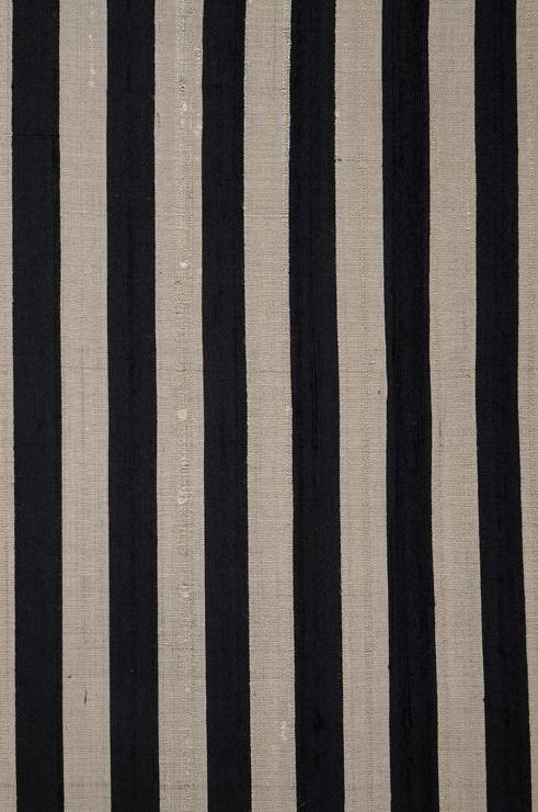 Black Silver 59 Striped Silk Shantung