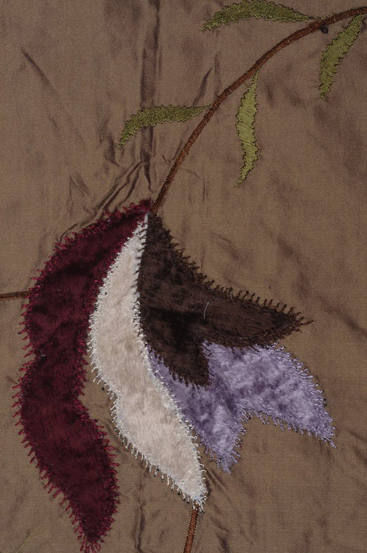 Sierra Brown Embroidered Taffeta Silk 502 Fabric