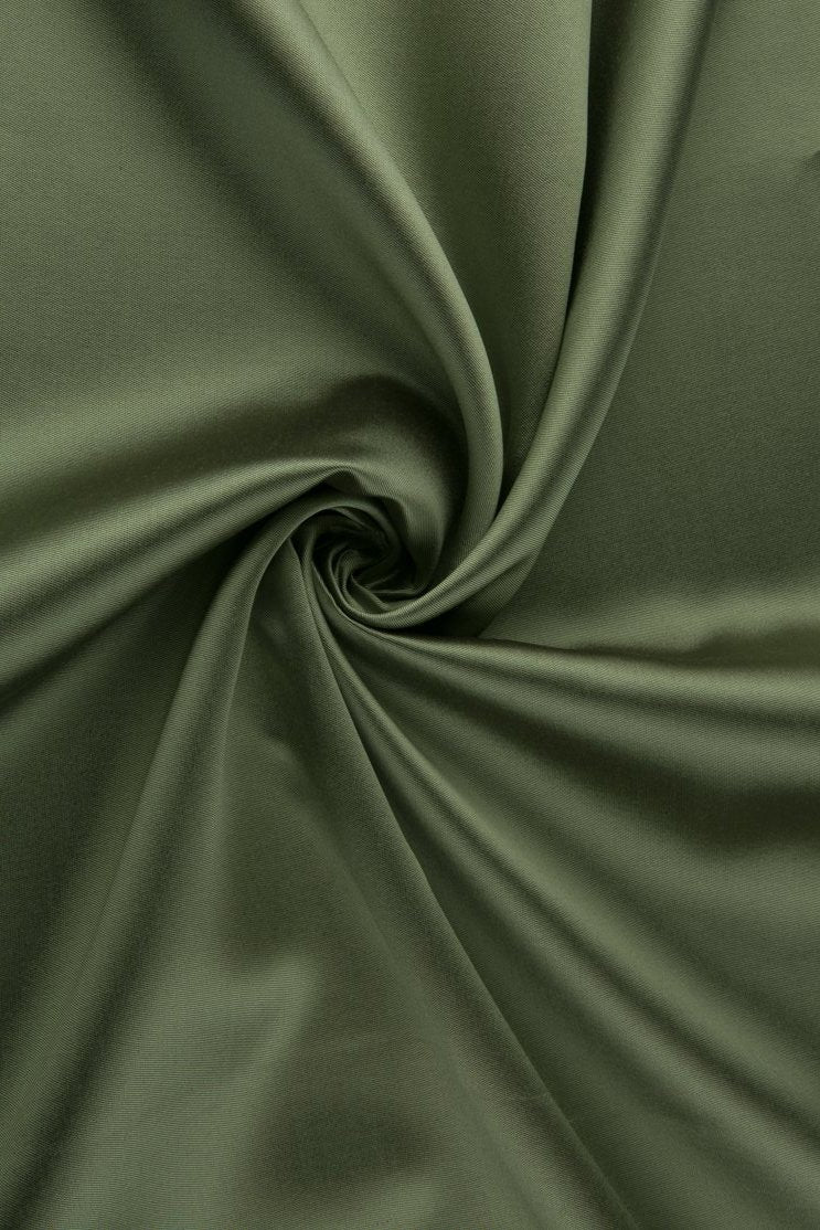 Swamp Green Silk Wool Fabric By The Yard