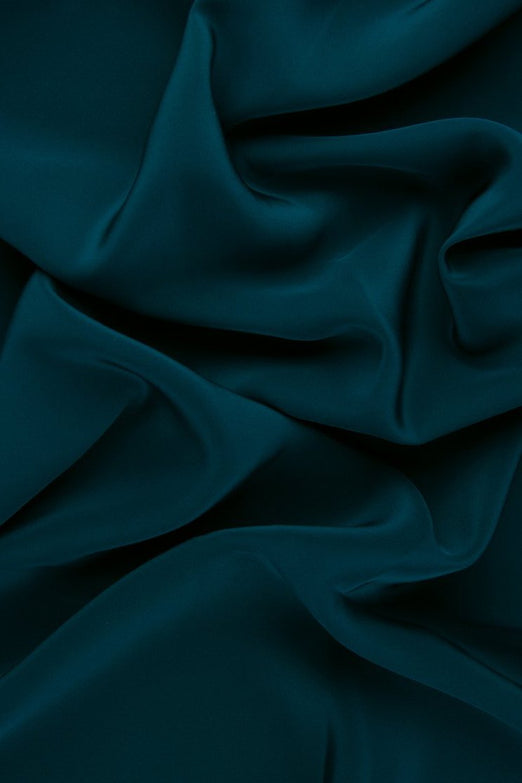 Teal Silk Crepe de Chine Fabric