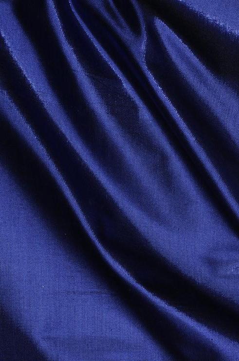 True Deep Blue Metallic Shantung Silk Fabric