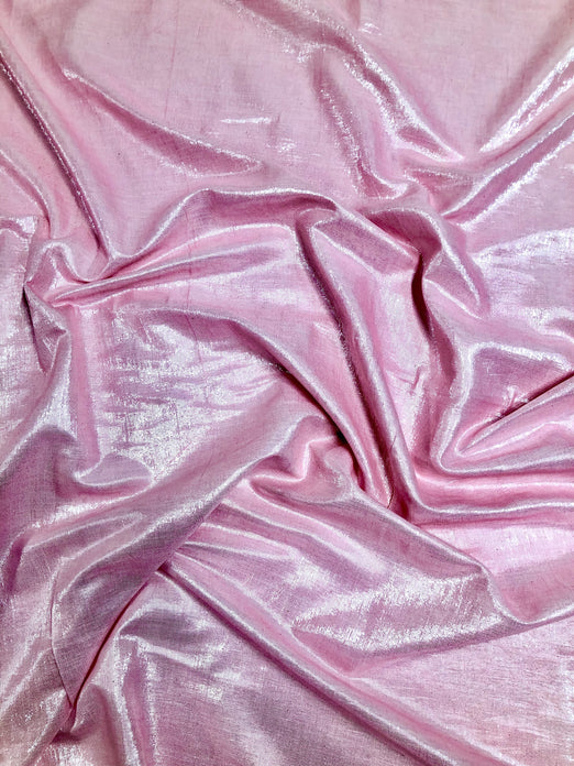 Pink Cotton Metallic Fabric