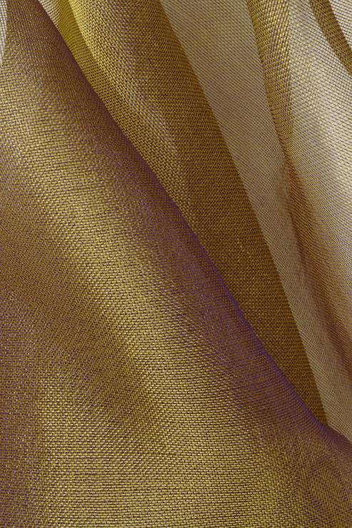Yellow Olive Green Silk Organza Fabric